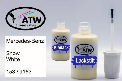 Mercedes-Benz, Snow White, 153 / 9153: 20ml Lackstift + 20ml Klarlack - Set, von ATW Autoteile West.